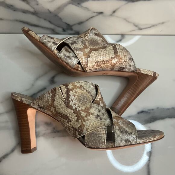Johnston & Murphy | Women's Leather Snakeskin Print Leather Slide Heels Sz 8.5 - Picture 5 of 7